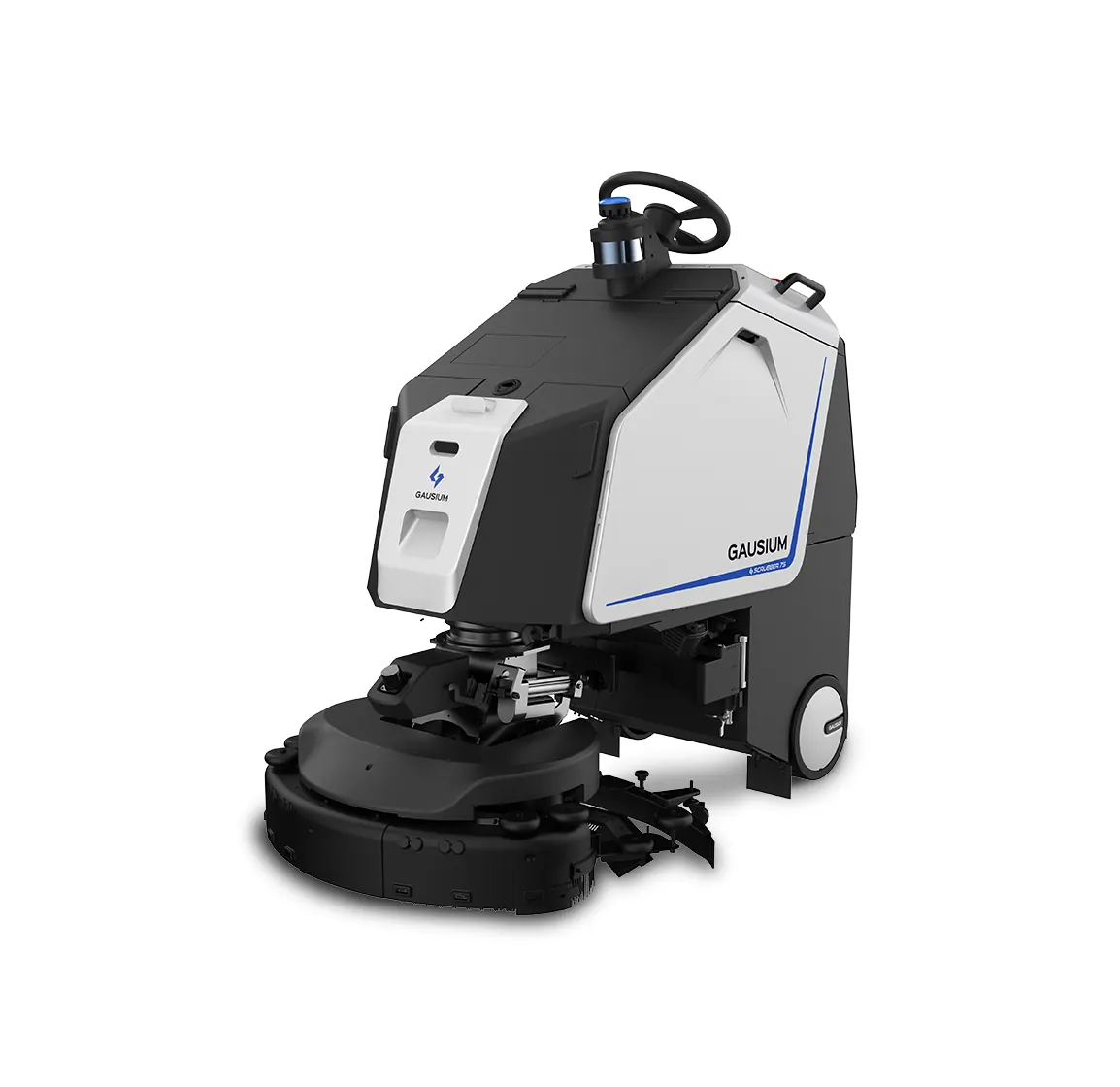 Robot grand format Gausium Scrubber 75 en vue trois quarts avant